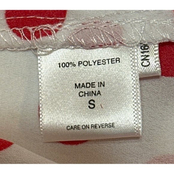 New York & Company Blouse Red Polka Dots 100% Polyester Women's Size S (NWT) - Picture 7 of 16